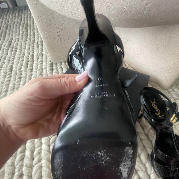 Saint Laurent YSL Tribute Patent Platform Sandals - Nero - Picture 8 of 11